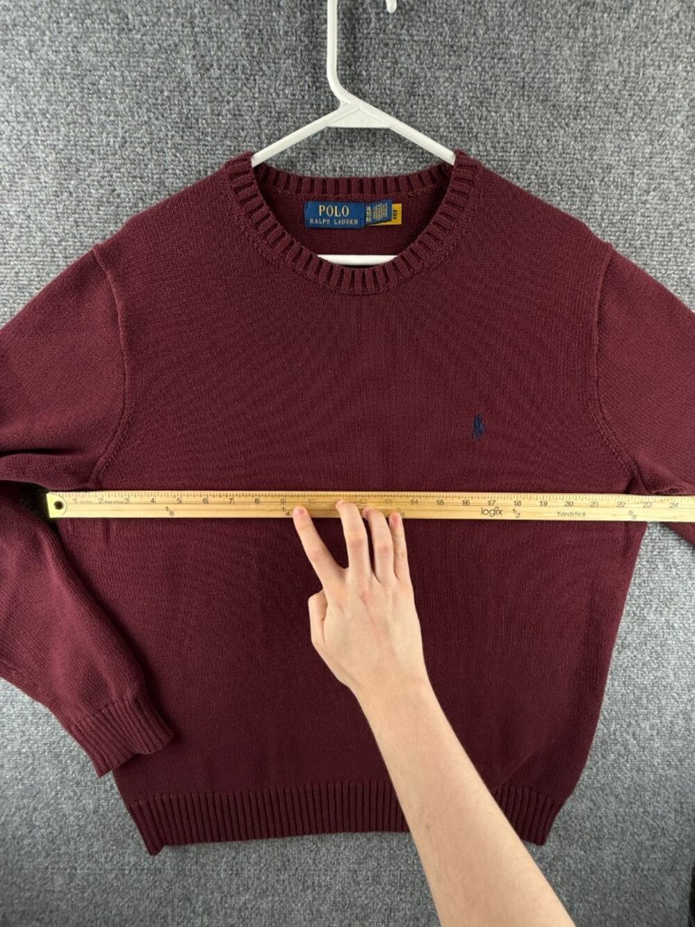 NWOT Polo Ralph Lauren Cotton Crewneck Sweater Red Wine XL Heavyweight Pullover - Picture 6 of 16